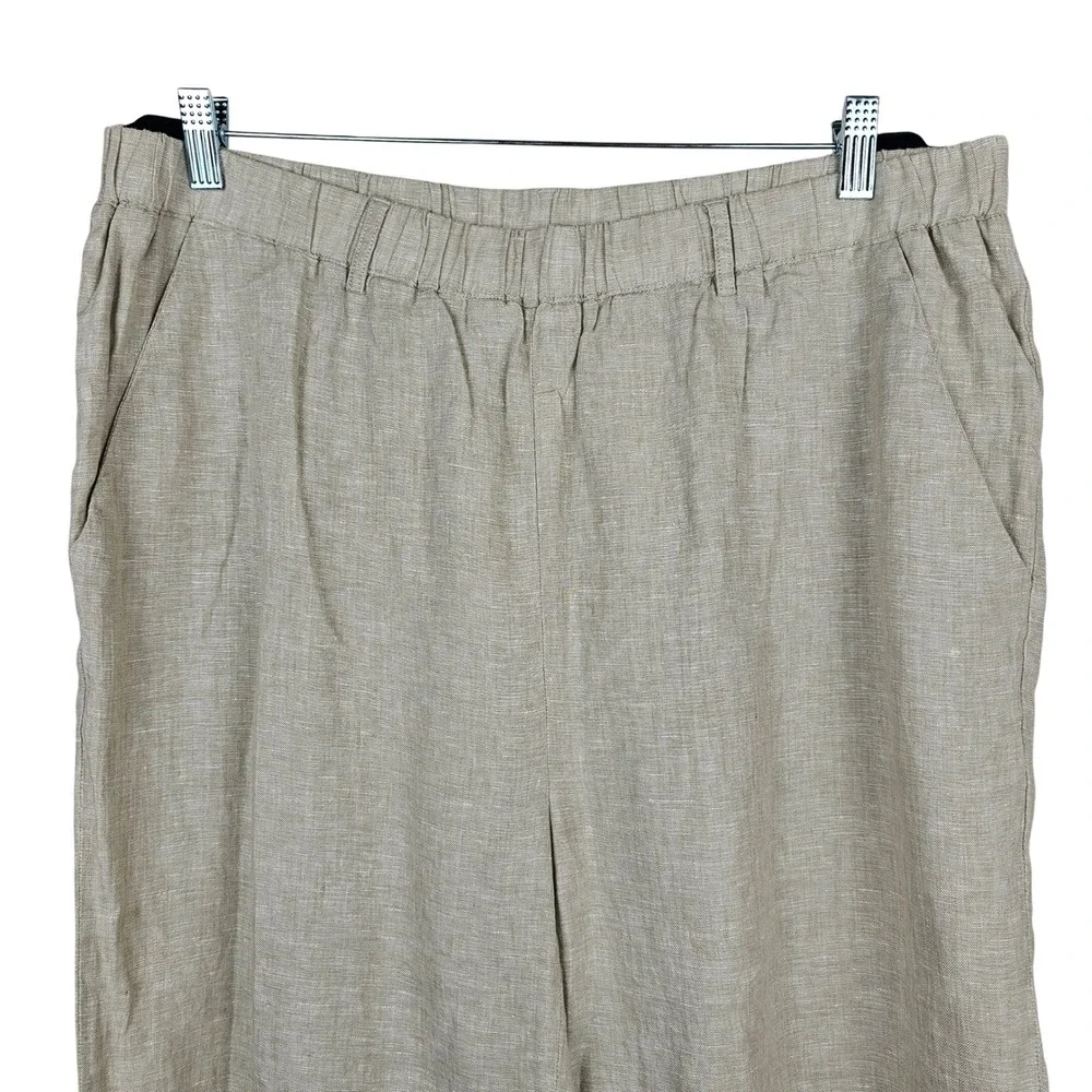 Quince Women's XL Natural 100% Linen Wide Leg Elastic Waist Pants JDAVN01
